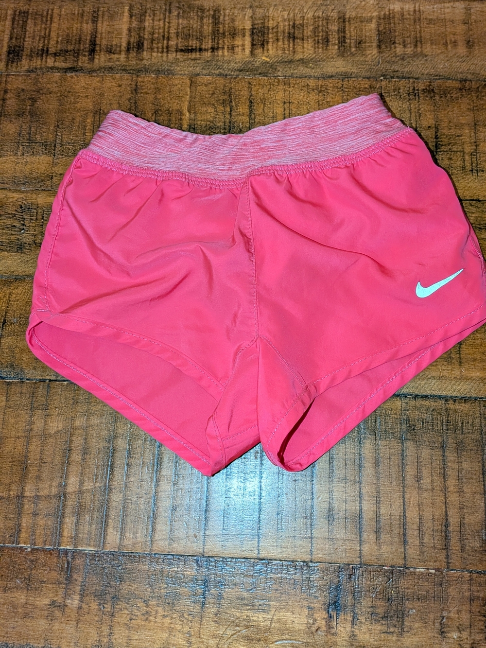 Nike Dri-fit Girls Pink Athletic Lined Shorts with Silver Swoosh 3T Excellent